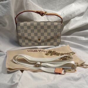 Louis Vuitton Checkered Crossbody Bag - Cream and Tan